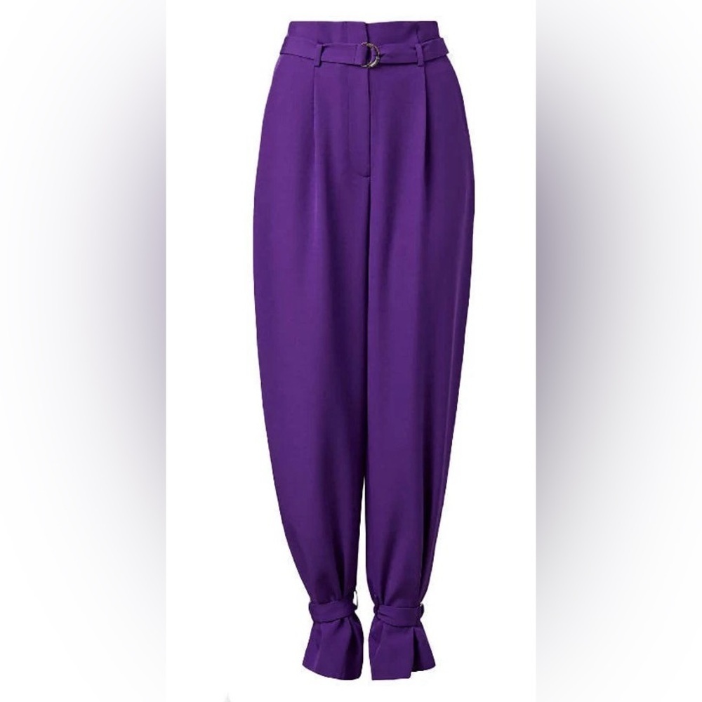 New Milly Size 6 Sienna Cady Purple Belted High Rise Dress Club Y2K Crepe Pant